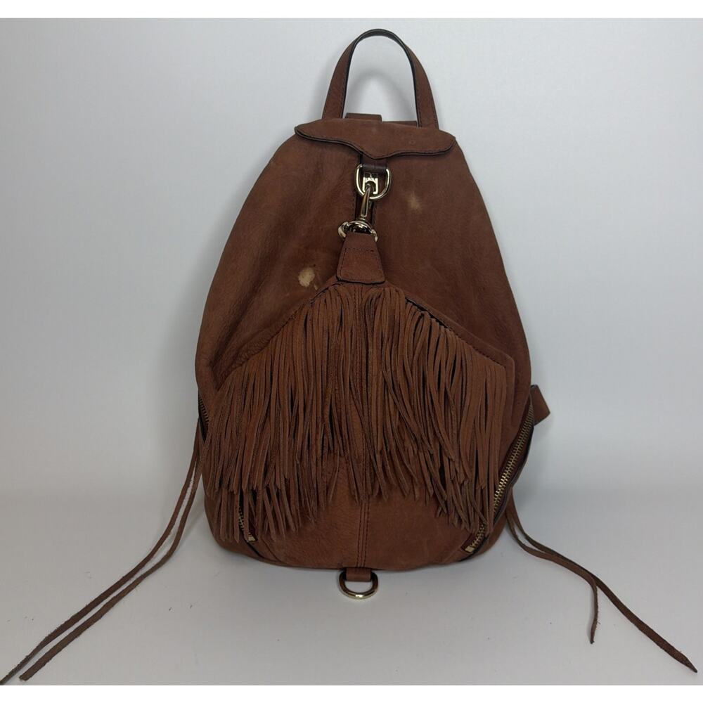 Rebecca Minkoff Julian Fringe Leather Backpack Brown | Boho Festival Bag - Picture 2 of 16